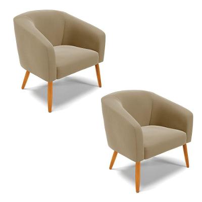 Cadeira Sala De Jantar Pé Palito Castanho Kit 2 Stella Suede D03 - D'rossi Cor Marrom Rato