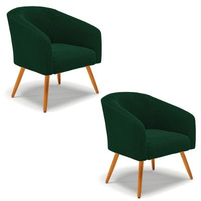 Cadeira Sala De Jantar Pé Palito Castanho Kit 2 Stella Bouclê D03 - D'rossi Cor Verde