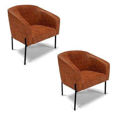 Cadeira Sala De Jantar Pé De Ferro Preto Kit 2 Stella Sintético Pu D03 - D'rossi Cor Nozes