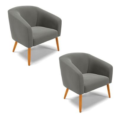 Cadeira Sala De Jantar Pé Palito Castanho Kit 2 Stella Suede D03 - D'rossi Cor Grafite