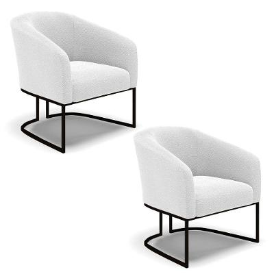 Cadeira Sala De Jantar Industrial Preto Kit 2 Stella Bouclê D03 - D'rossi Cor Off White