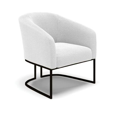 Cadeira Sala De Jantar Base Industrial Preto Stella Bouclê D03 - D'rossi Cor Off White