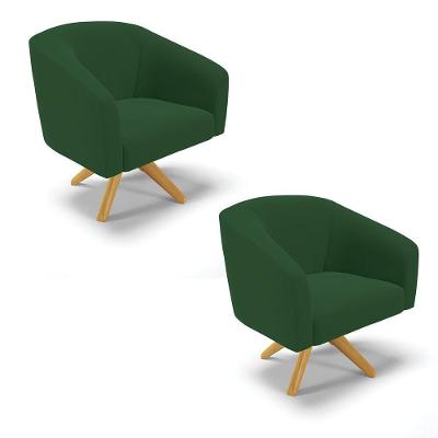 Cadeira Sala De Jantar Giratória Ma30 Kit 2 Stella Veludo D03 - D'rossi Cor Verde