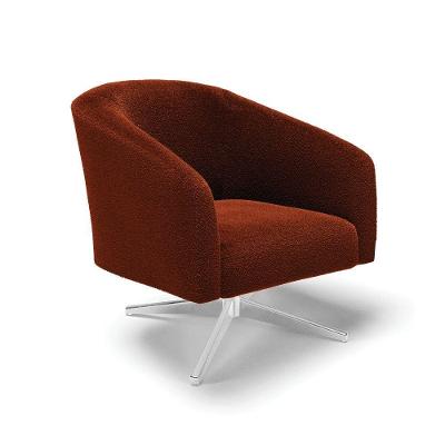 Cadeira Sala De Jantar Giratória Base Cromada Stella Bouclê D03 - D'rossi Cor Terra