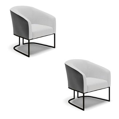Cadeira Sala De Jantar Industrial Preto Kit 2 Stella Pto/linho D03 - D'rossi Cor Cinza