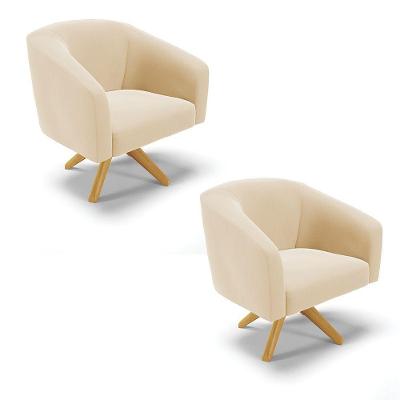 Cadeira Sala De Jantar Giratória Ma30 Kit 2 Stella Suede D03 - D'rossi Cor Bege