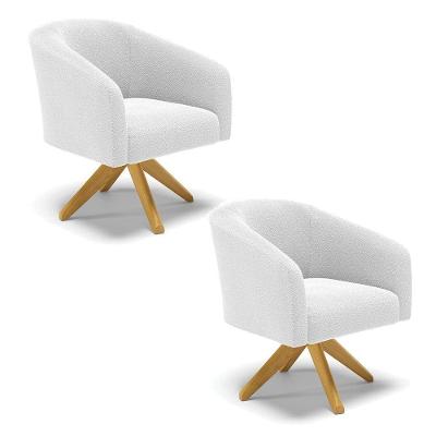 Cadeira Sala De Jantar Giratória Ma30 Kit 2 Stella Bouclê D03 - D'rossi Cor Off White
