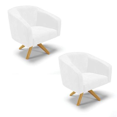 Cadeira Sala De Jantar Giratória Ma30 Kit 2 Stella Sintético Pu D03 - D'rossi Cor Branco