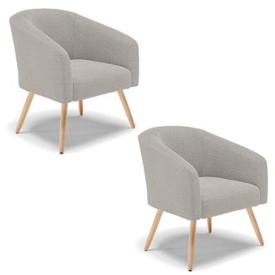 Cadeira Sala De Jantar Pé Palito Natural Kit 2 Stella Bouclê D03 - D'rossi Cor Cinza