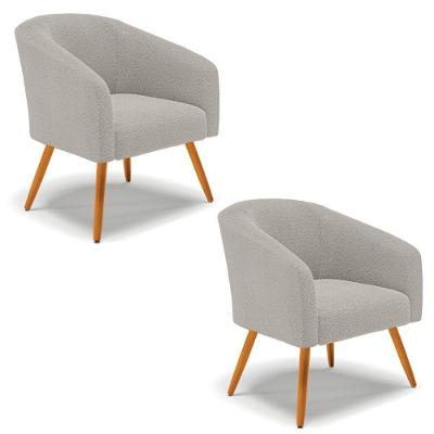 Cadeira Sala De Jantar Pé Palito Castanho Kit 2 Stella Bouclê D03 - D'rossi Cor Cinza