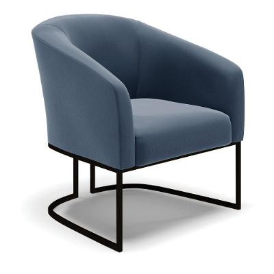 Cadeira Sala De Jantar Base Industrial Preto Stella Suede D03 - D'rossi Cor Azul Marinho