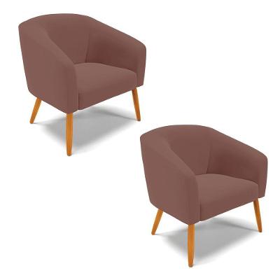 Cadeira Sala De Jantar Pé Palito Castanho Kit 2 Stella Veludo D03 - D'rossi Cor Rose