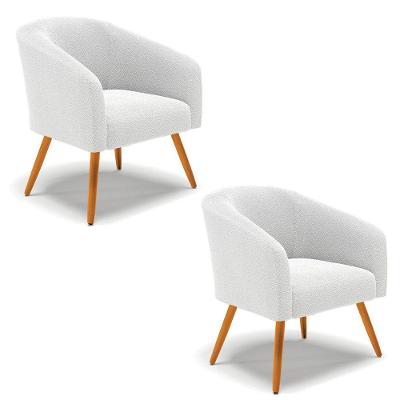 Cadeira Sala De Jantar Pé Palito Castanho Kit 2 Stella Bouclê D03 - D'rossi Cor Bege
