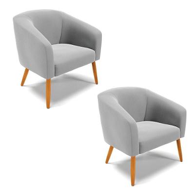 Cadeira Sala De Jantar Pé Palito Castanho Kit 2 Stella Suede D03 - D'rossi Cor Cinza