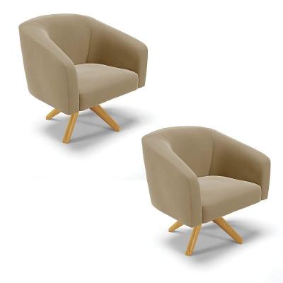 Cadeira Sala De Jantar Giratória Ma30 Kit 2 Stella Suede D03 - D'rossi Cor Marrom Rato