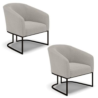 Cadeira Sala De Jantar Industrial Preto Kit 2 Stella Bouclê D03 - D'rossi Cor Cinza