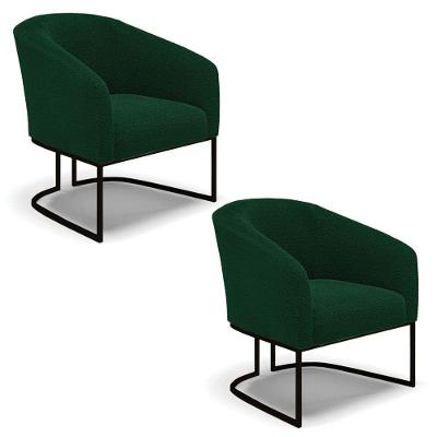 Cadeira Sala De Jantar Industrial Preto Kit 2 Stella Bouclê D03 - D'rossi Cor Verde