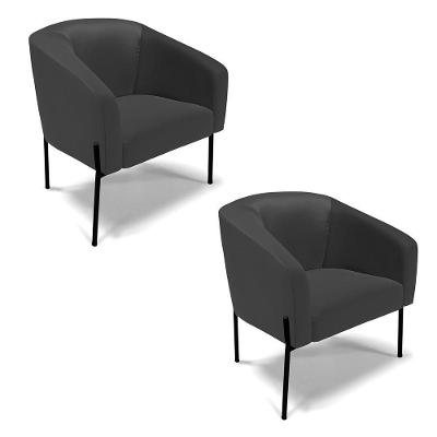 Cadeira Sala De Jantar Pé De Ferro Preto Kit 2 Stella Sintético D03 - D'rossi Cor Preto