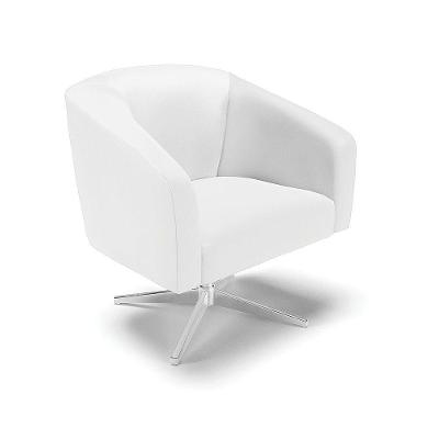 Cadeira Sala De Jantar Giratória Base Cromada Stella Sintético D03 - D'rossi Cor Branco