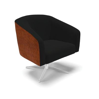 Cadeira Sala De Jantar Giratória Base Cromada Stella Noz/linho D03 - D'rossi Cor Preto