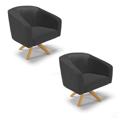 Cadeira Sala De Jantar Giratória Ma30 Kit 2 Stella Sintético D03 - D'rossi Cor Preto
