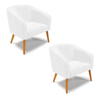 Cadeira Sala De Jantar Pé Palito Castanho Kit 2 Stella Sintético Pu D03 - D'rossi Cor Branco