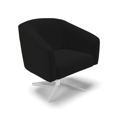 Cadeira Sala De Jantar Giratória Base Cromada Stella Linho D03 - D'rossi Cor Preto