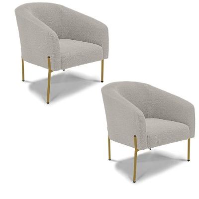 Cadeira Sala De Jantar Pé Ferro Dourado Kit 2 Stella Bouclê D03 - D'rossi Cor Cinza