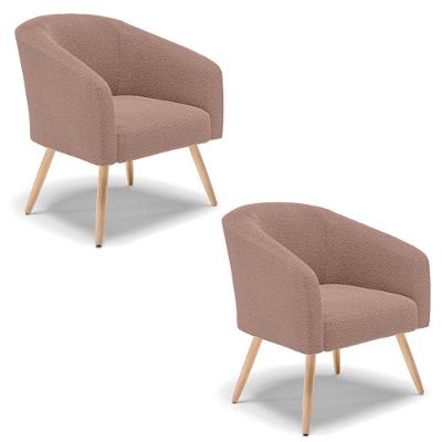 Cadeira Sala De Jantar Pé Palito Natural Kit 2 Stella Bouclê D03 - D'rossi Cor Rose