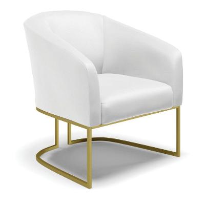 Cadeira Sala De Jantar Base Industrial Dourado Stella Sintético D03 - D'rossi Cor Branco