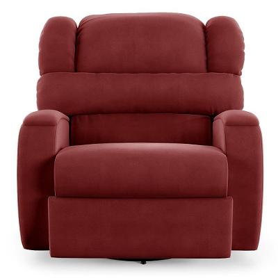 Poltrona Do Papai Reclinável Napoli Glider Giratória Massagem Veludo Fh1 Vermelho