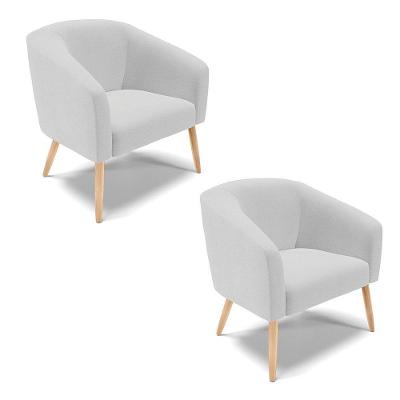 Cadeira Sala De Jantar Pé Palito Natural Kit 2 Stella Linho D03 - D'rossi Cor Cinza