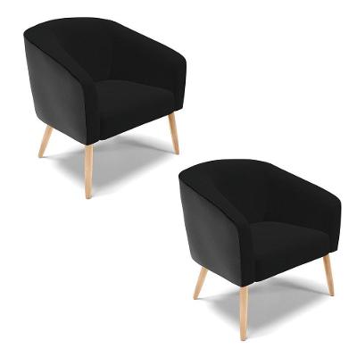 Cadeira Sala De Jantar Pé Palito Natural Kit 2 Stella Noz/linho D03 - D'rossi Cor Preto