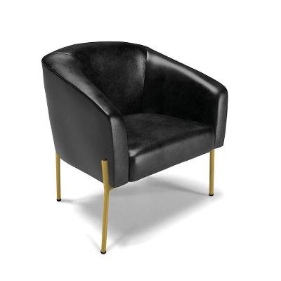 Cadeira Sala De Jantar Pé De Ferro Dourado Stella Sintético Pu D03 - D'rossi Cor Preto