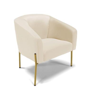 Cadeira Sala De Jantar Pé De Ferro Dourado Stella Sintético D03 - D'rossi Cor Bege