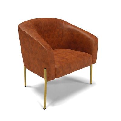 Cadeira Sala De Jantar Pé De Ferro Dourado Stella Sintético Pu D03 - D'rossi Cor Nozes