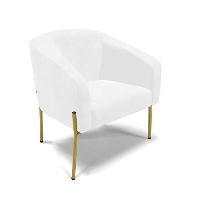 Cadeira Sala De Jantar Pé De Ferro Dourado Stella Sintético Pu D03 - D'rossi Cor Branco