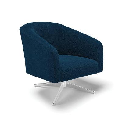 Cadeira Sala De Jantar Giratória Base Cromada Stella Bouclê D03 - D'rossi Cor Azul