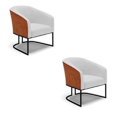 Cadeira Sala De Jantar Industrial Preto Kit 2 Stella Noz/linho D03 - D'rossi Cor Cinza