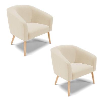 Cadeira Sala De Jantar Pé Palito Natural Kit 2 Stella Linho D03 - D'rossi Cor Bege