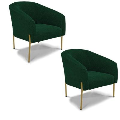Cadeira Sala De Jantar Pé Ferro Dourado Kit 2 Stella Bouclê D03 - D'rossi Cor Verde