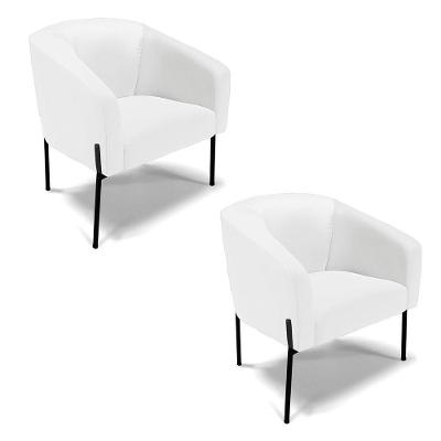 Cadeira Sala De Jantar Pé De Ferro Preto Kit 2 Stella Sintético D03 - D'rossi Cor Branco