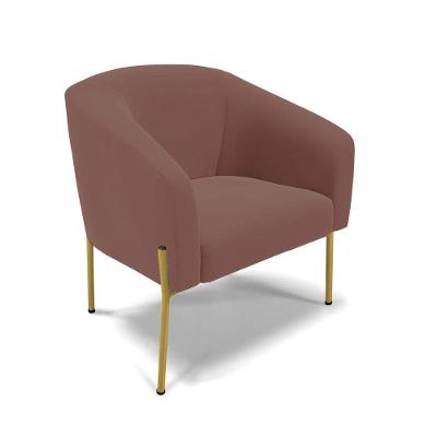 Cadeira Sala De Jantar Pé De Ferro Dourado Stella Veludo D03 - D'rossi Cor Rose