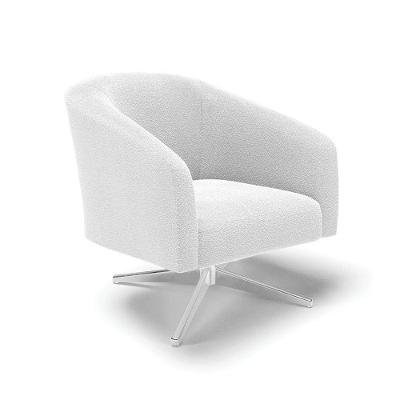 Cadeira Sala De Jantar Giratória Base Cromada Stella Bouclê D03 - D'rossi Cor Off White