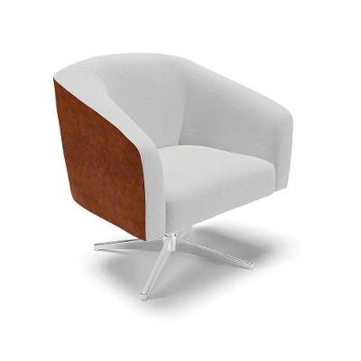 Cadeira Sala De Jantar Giratória Base Cromada Stella Noz/linho D03 - D'rossi Cor Cinza
