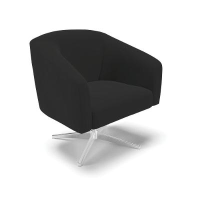 Cadeira Sala De Jantar Giratória Base Cromada Stella Veludo D03 - D'rossi Cor Preto