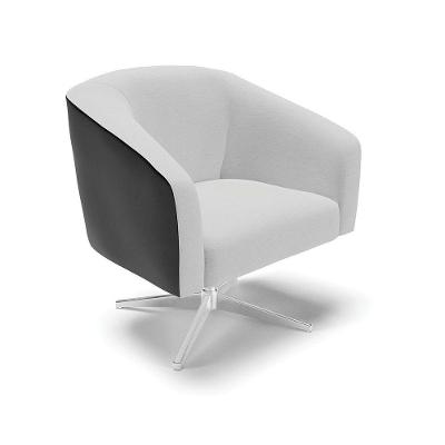 Cadeira Sala De Jantar Giratória Base Cromada Stella Pto/linho D03 - D'rossi Cor Cinza