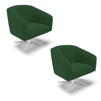 Cadeira Sala De Jantar Giratória Base Cromada Kit 2 Stella Veludo D03 - D'rossi Cor Verde