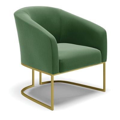 Cadeira Sala De Jantar Base Industrial Dourado Stella Suede D03 - D'rossi Cor Verde
