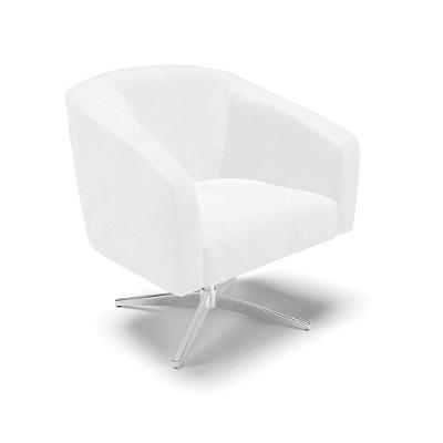 Cadeira Sala De Jantar Giratória Base Cromada Stella Sintético Pu D03 - D'rossi Cor Branco